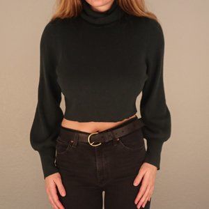 Aritzia Cropped Green Turtleneck